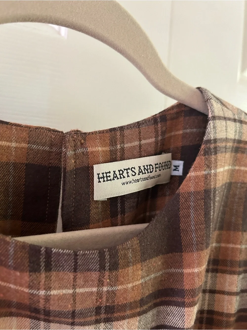 Hearts and Found Brown Plaid Long-Sleeve Vintage-Style Dress